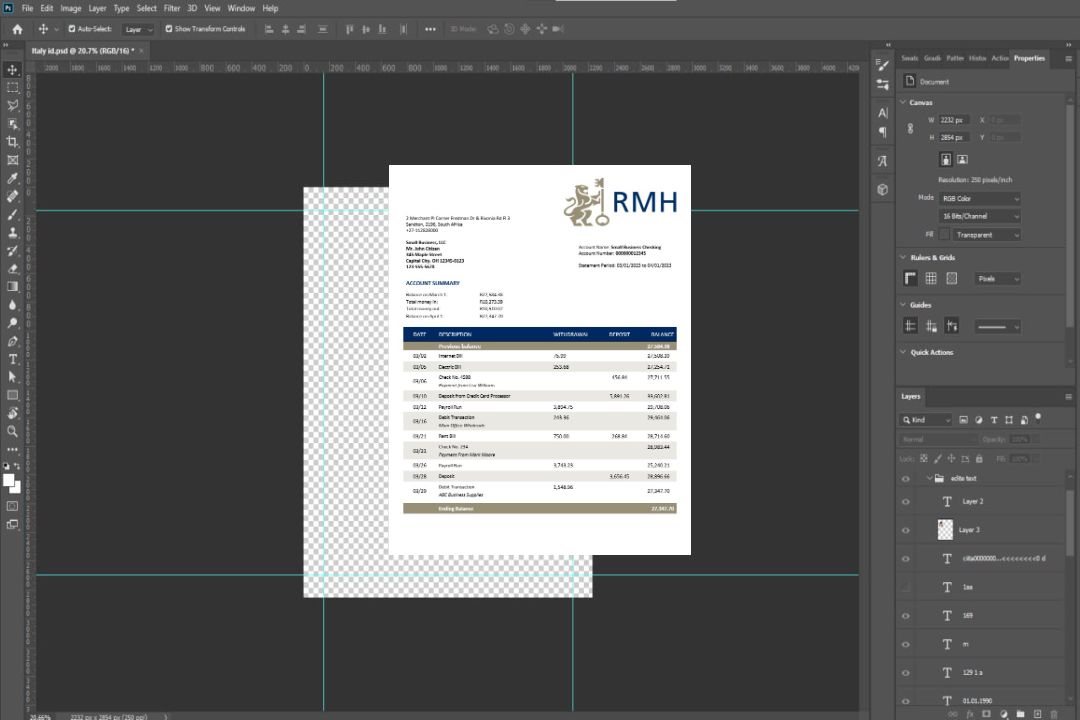 Modèle Word et PDF de relevé de compte d'entreprise Rand Merchant Bank template Modèle Word et PDF de relevé de compte d'entreprise Rand Merchant Bank template